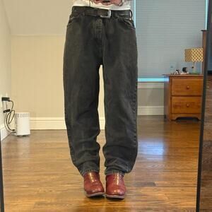 vintage 2000s flared faded black lee y2k bootcut jeans